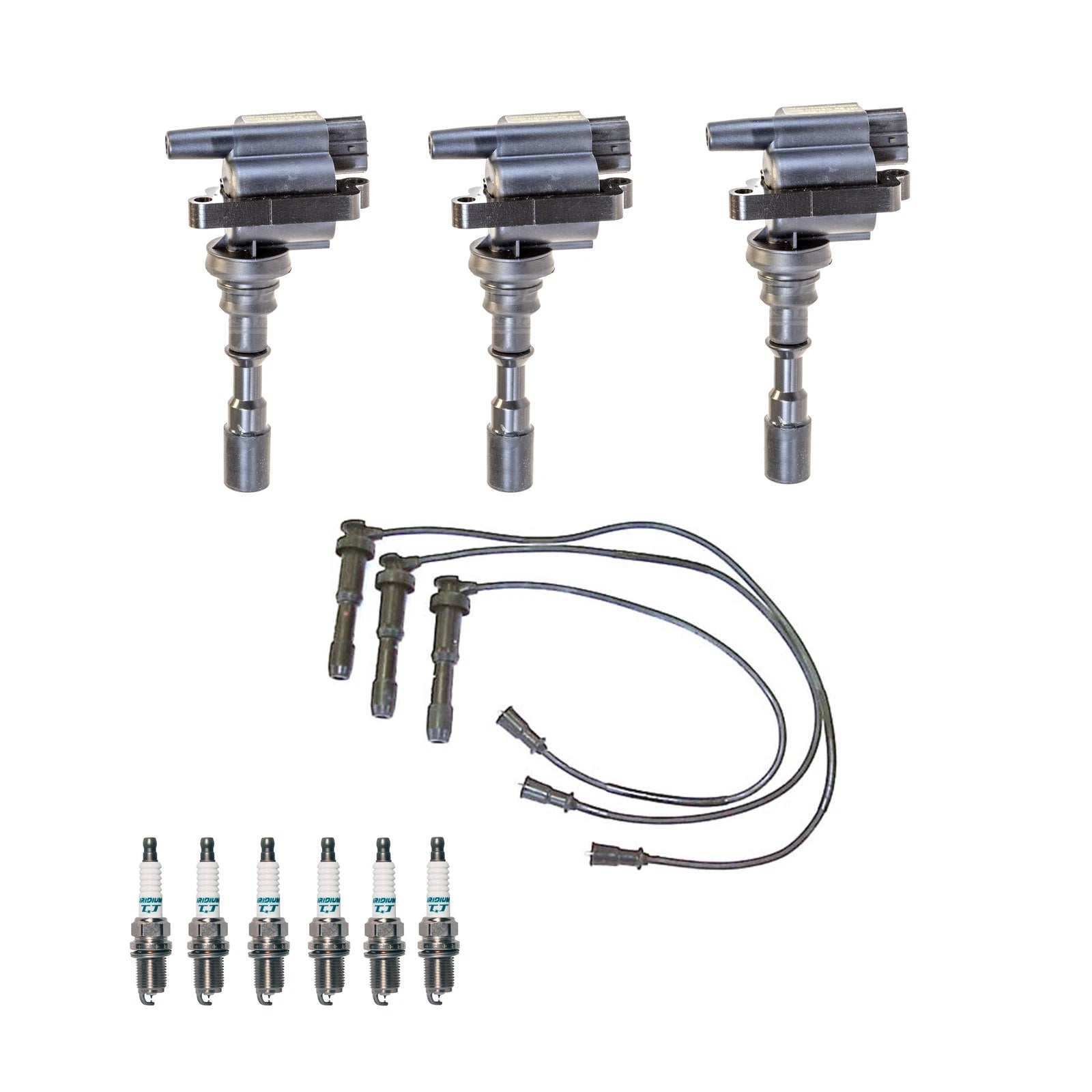 Set of 3 Ignition Coils & 6 Iridium TT Spark Plugs for Hyundai V6