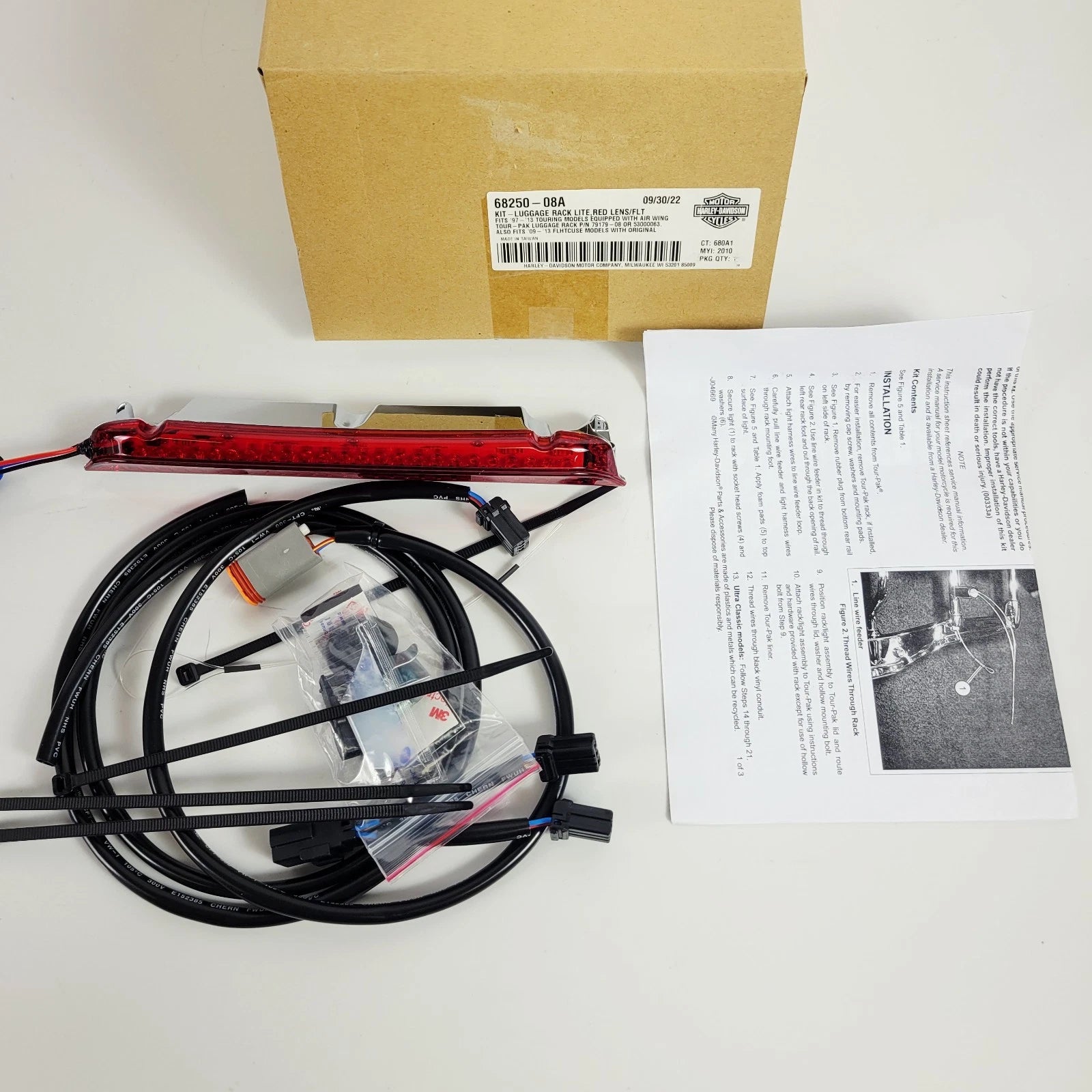 Air Wing Rack LED Light Red Lens for Harley Davidson Touring (1997–2013)