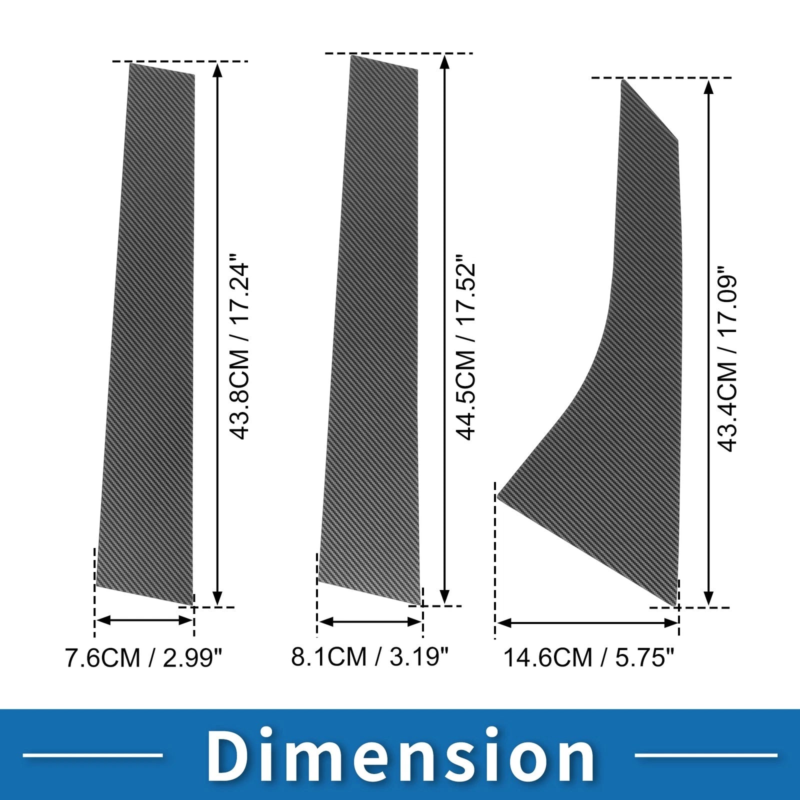 Set of 6 Door Pillar Window Trim for Ford Focus (2000–2007) Carbon Fiber