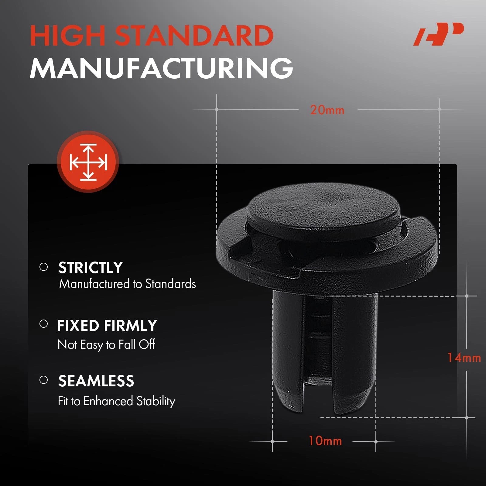 50Pcs 10mm Nylon Grille Mounting Retainer for Honda Civic