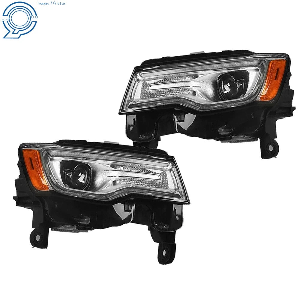 Set of 2 Chrome HID Headlights for Jeep Grand Cherokee (2017–2021)