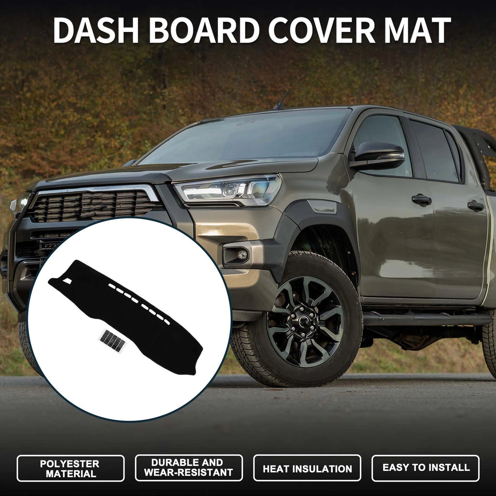 Dashboard Cover Mat for Toyota Hilux Gun125 (2017–2020) - Black, Set of 1