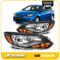 2X Headlight Assembly for Ford Focus (2012–2014) Black Amber Housing