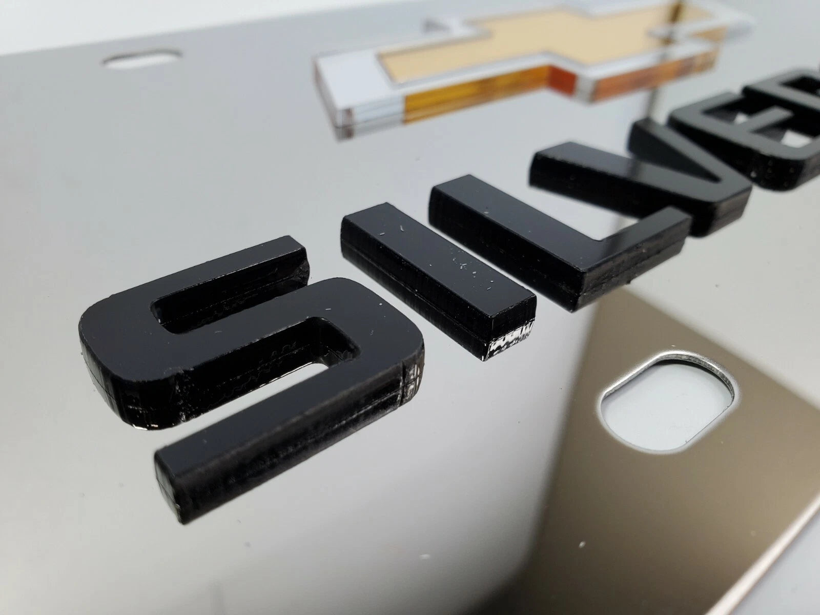Chrome Bowtie Emblem License Plate 3D Gold Gloss for Chevy Silverado (2007–2019)