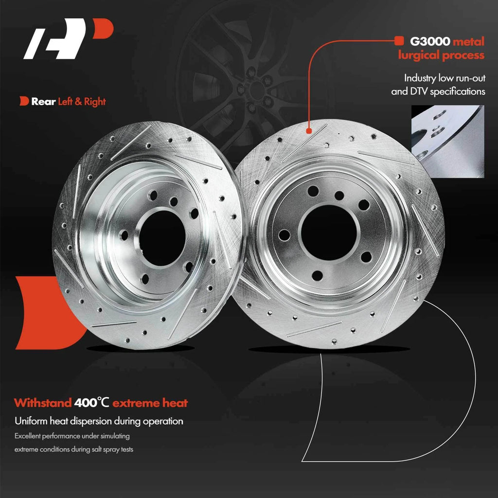 Rear Drilled Brake Rotor & Pad Set for BMW 325xi (2001–2005)