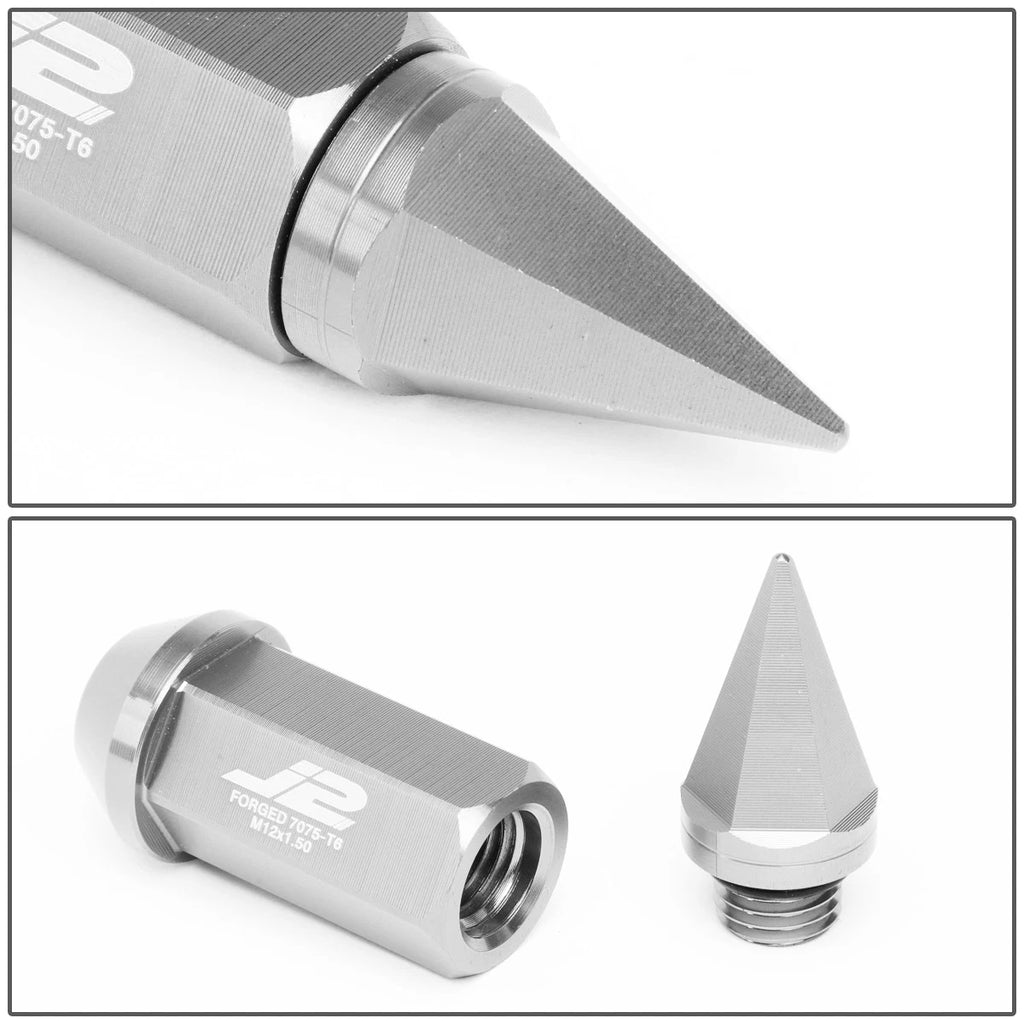 20 Pcs J2 7075 Forged Aluminum M12x1.5 Spiky Cap Lug Nuts for Universal