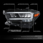Driver Left Side Headlight for Toyota Tacoma (2020–2023) - Black Housing, Amber Corner