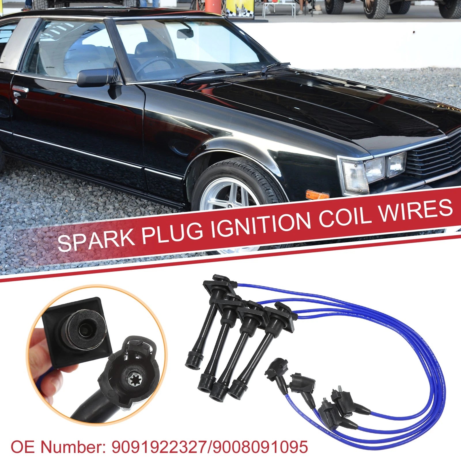 Set of 4 Spark Plug Wire Ignition Coil Cables No. 9091922327 for Toyota Celica (1994–1998)