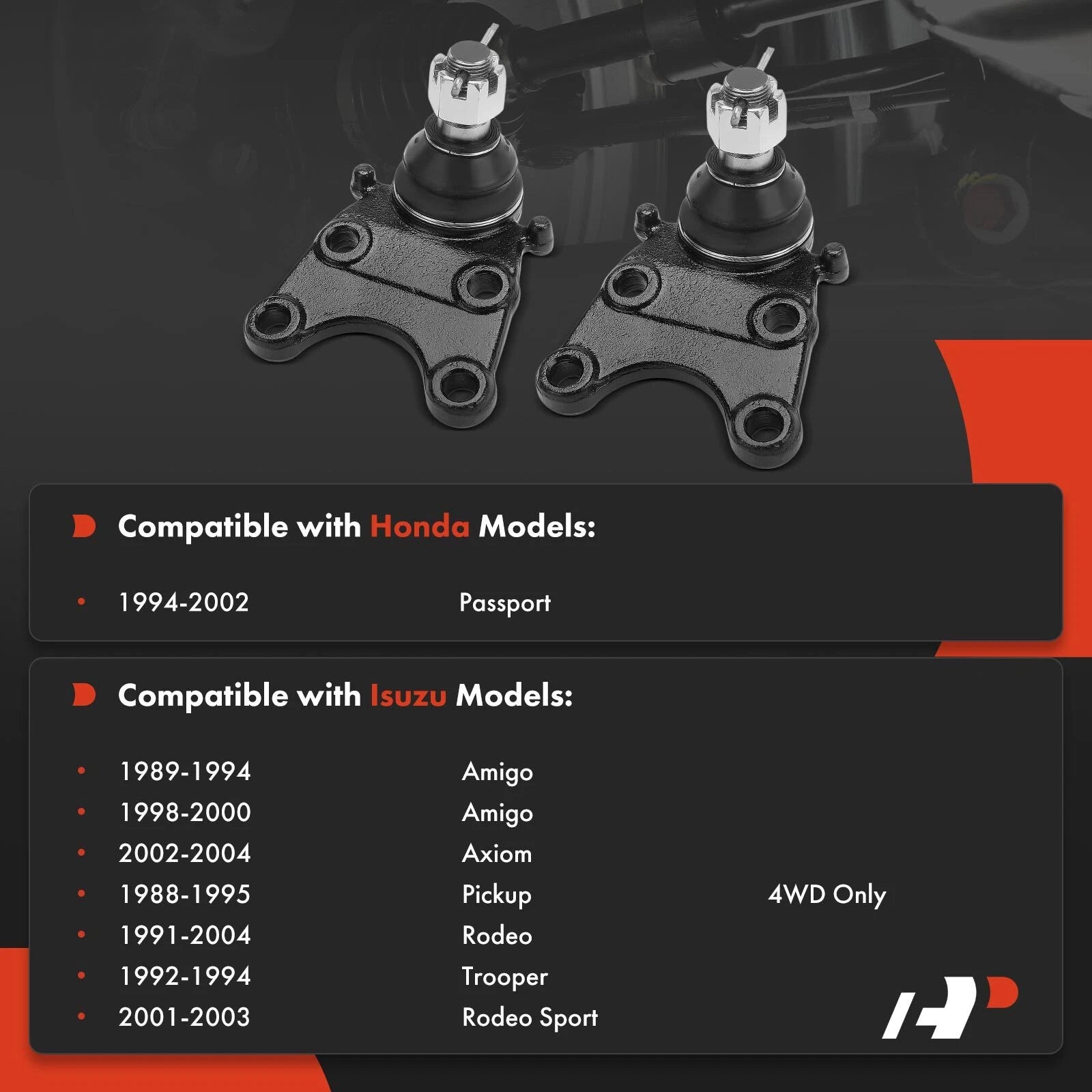 2X Front Lower Ball Joint Kit for Honda Passport (1994-2002)