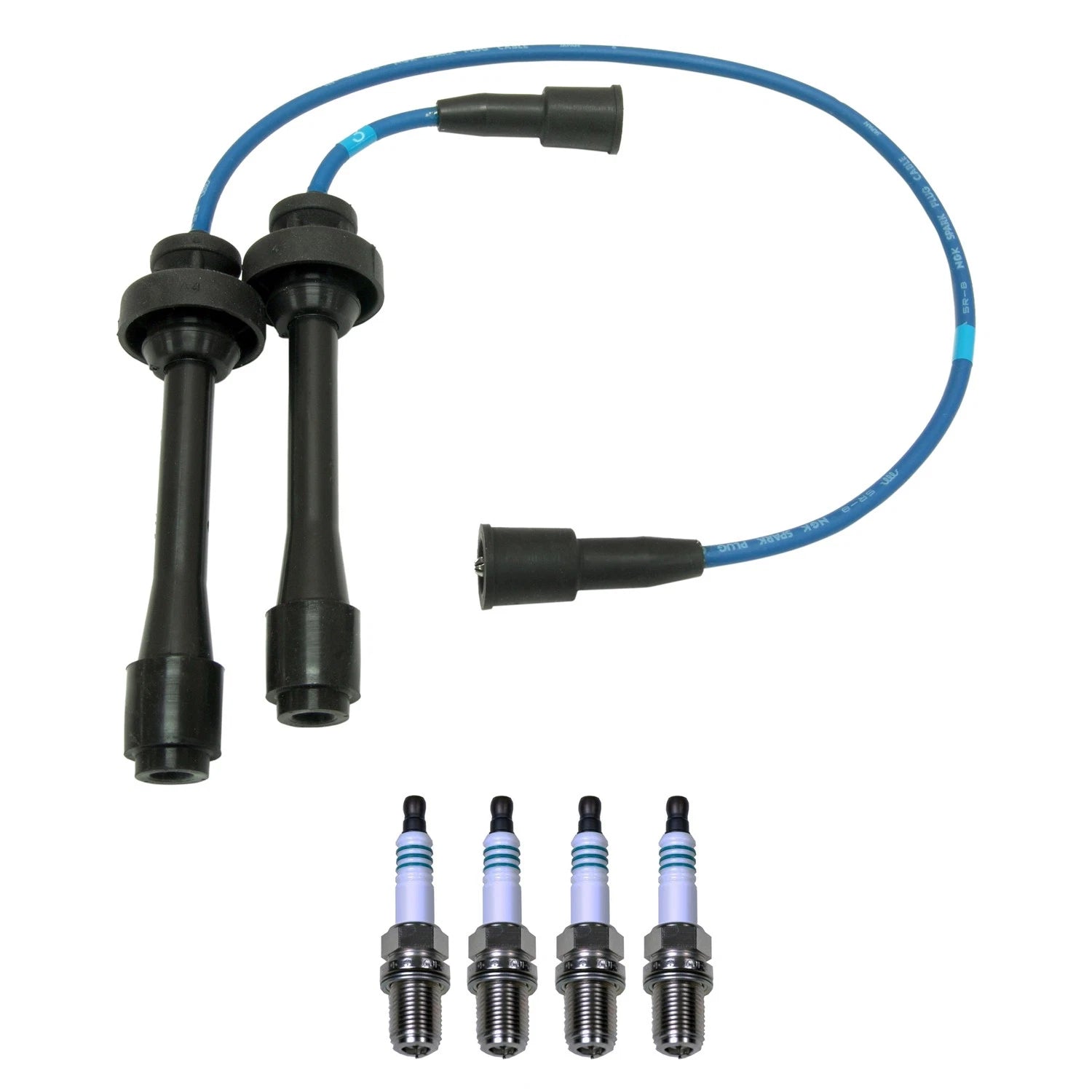 NGK Wire Set & Denso 4 Double Platinum Spark Plugs for Mazda Protege (1999–2003)