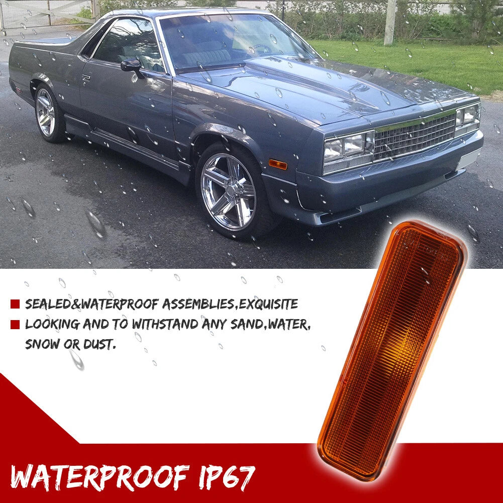 Amber Lens Front Bumper Side Marker Lights for El Camino & Caballero (1982–1987)