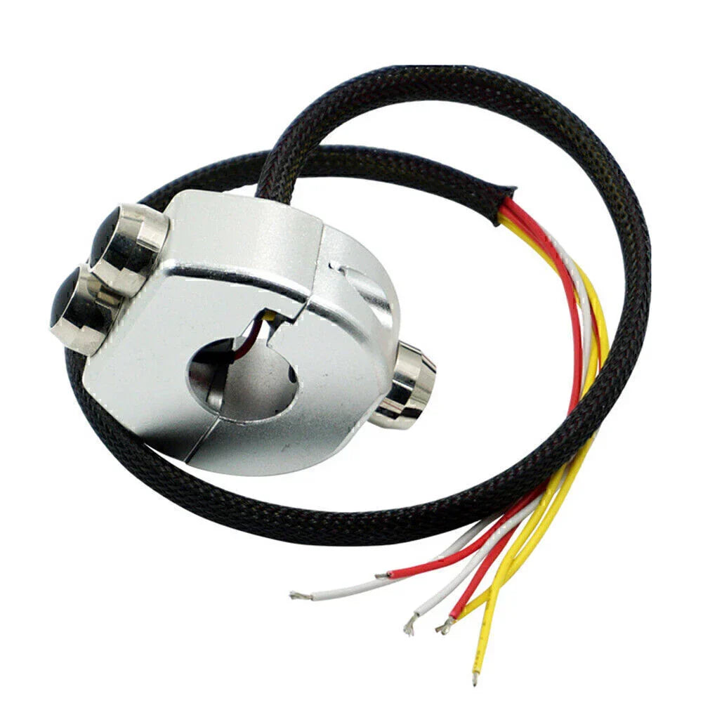 7/8" Silver Motorcycle Handlebar Switch Momentary Button (Fits Various Models)
