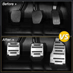 Set of 2 Silver Slip Non Brake Gas Foot Pedal Pad Covers for Universal Fit