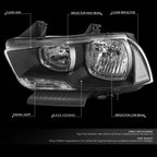 Pair of Black Housing Clear Corner Headlights for Dodge Charger (2011–2014)