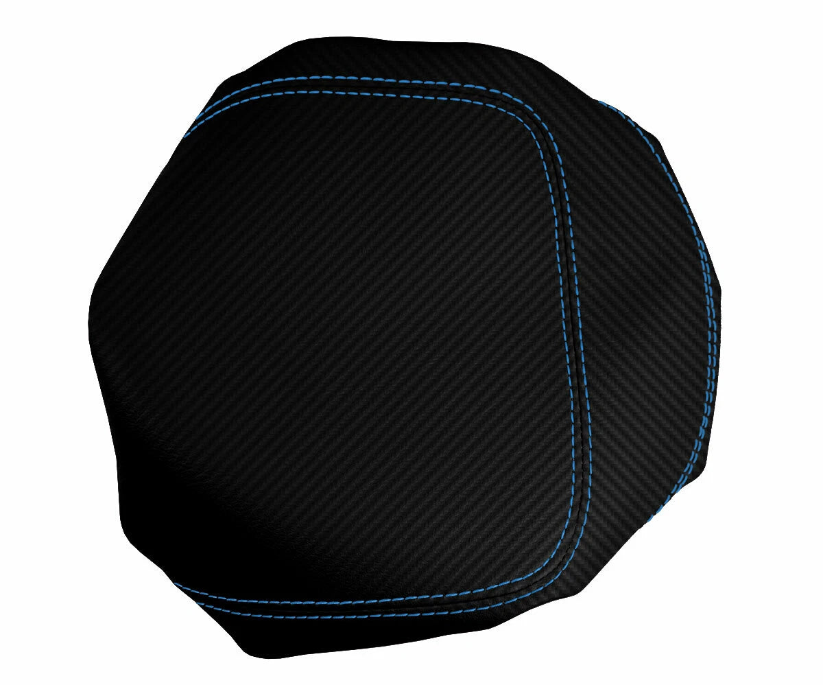 Console Lid Armrest Cover for Ford F150 Lariat (1997–2003) Carbon Fiber Blue Stitch