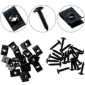 20 Sets Metal U-type Clip with Screw for Car Bumper Fender Fasteners Black