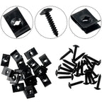 20 Sets Metal U-type Clip with Screw for Car Bumper Fender Fasteners Black