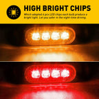 Set of 4 LED Amber Red Oval Side Marker Lights for Universal Fit