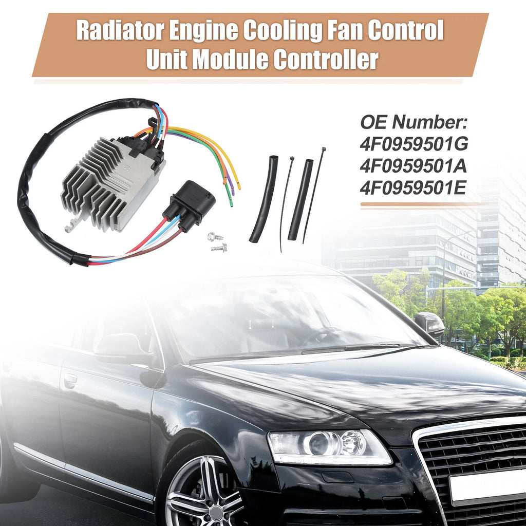 Set of 1 Radiator Engine Cooling Fan Control Module for Audi A6 (2009–2011)