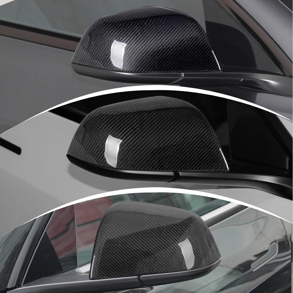 2X Side Mirror Covers for Tesla Model 3 (2017–2024) Real Carbon Fiber