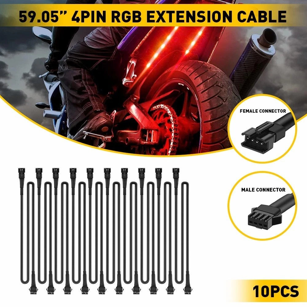 4.9FT Extension Wire Connector Cable for RGB Strip LED Glow Rock Lights 10x