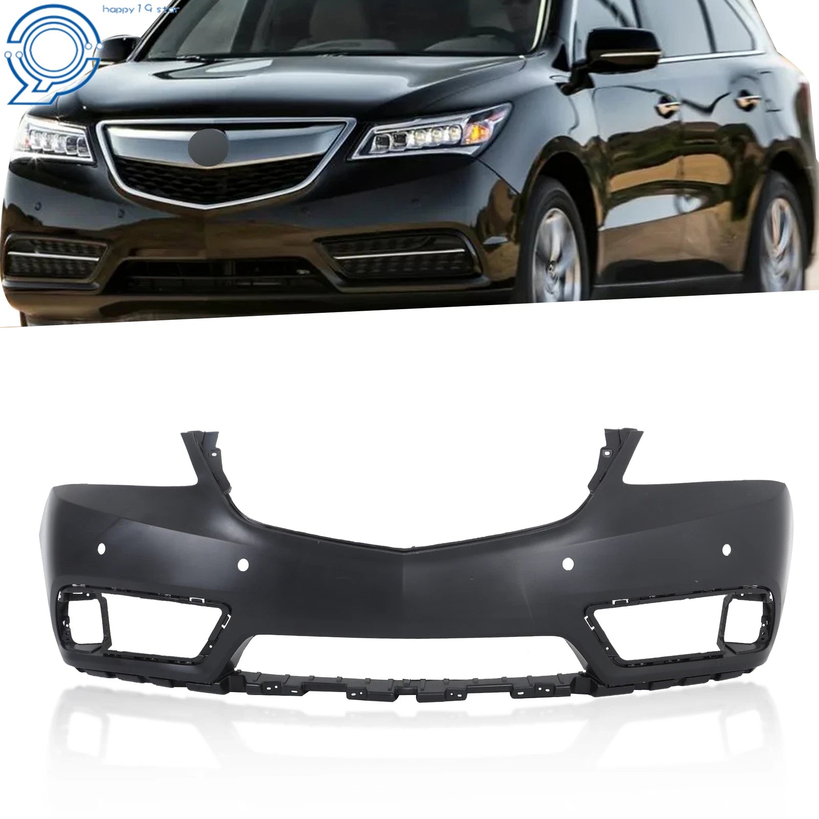 Front Bumper Cover for Acura MDX (2014–2016) with Sensor & Fog Light Holes