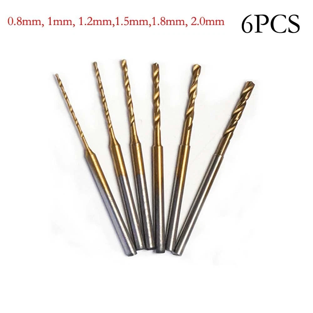 6PCS HSS Drill Bits 0.8-2.0mm with 2.35mm Shank for Wood