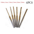 6PCS HSS Drill Bits 0.8-2.0mm with 2.35mm Shank for Wood