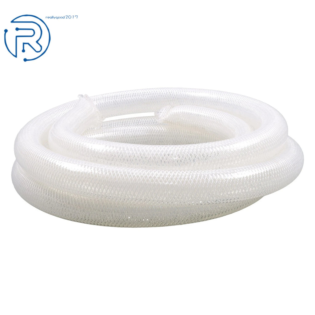 10 ft Heavy Duty Braided Clear PVC Tubing 1" ID × 1-19/64" OD
