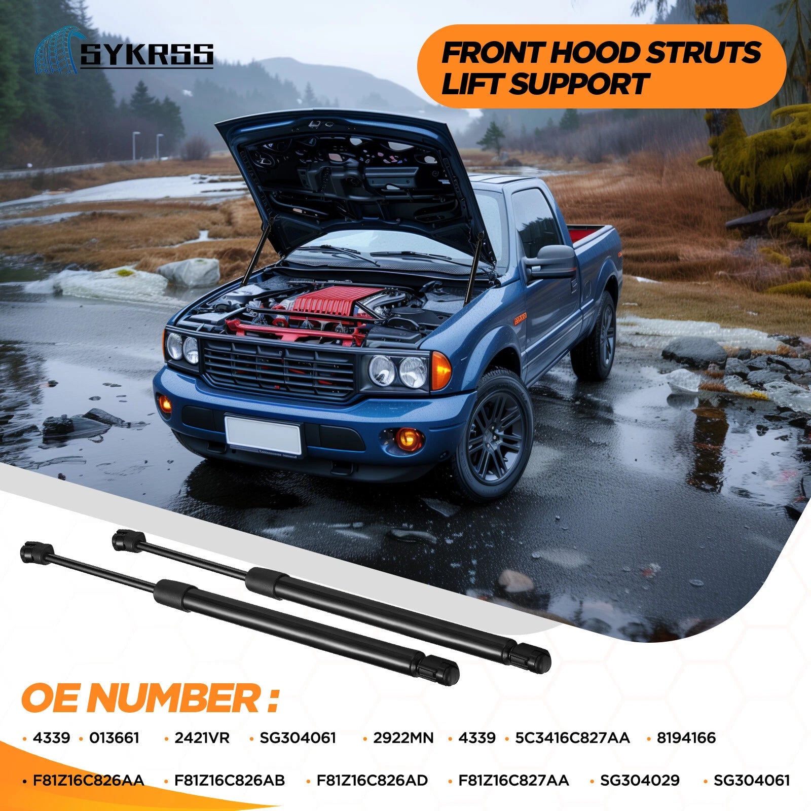 2x Front Hood Lift Supports for Ford Excursion F-250 F-350 Super Duty (1999–2004)