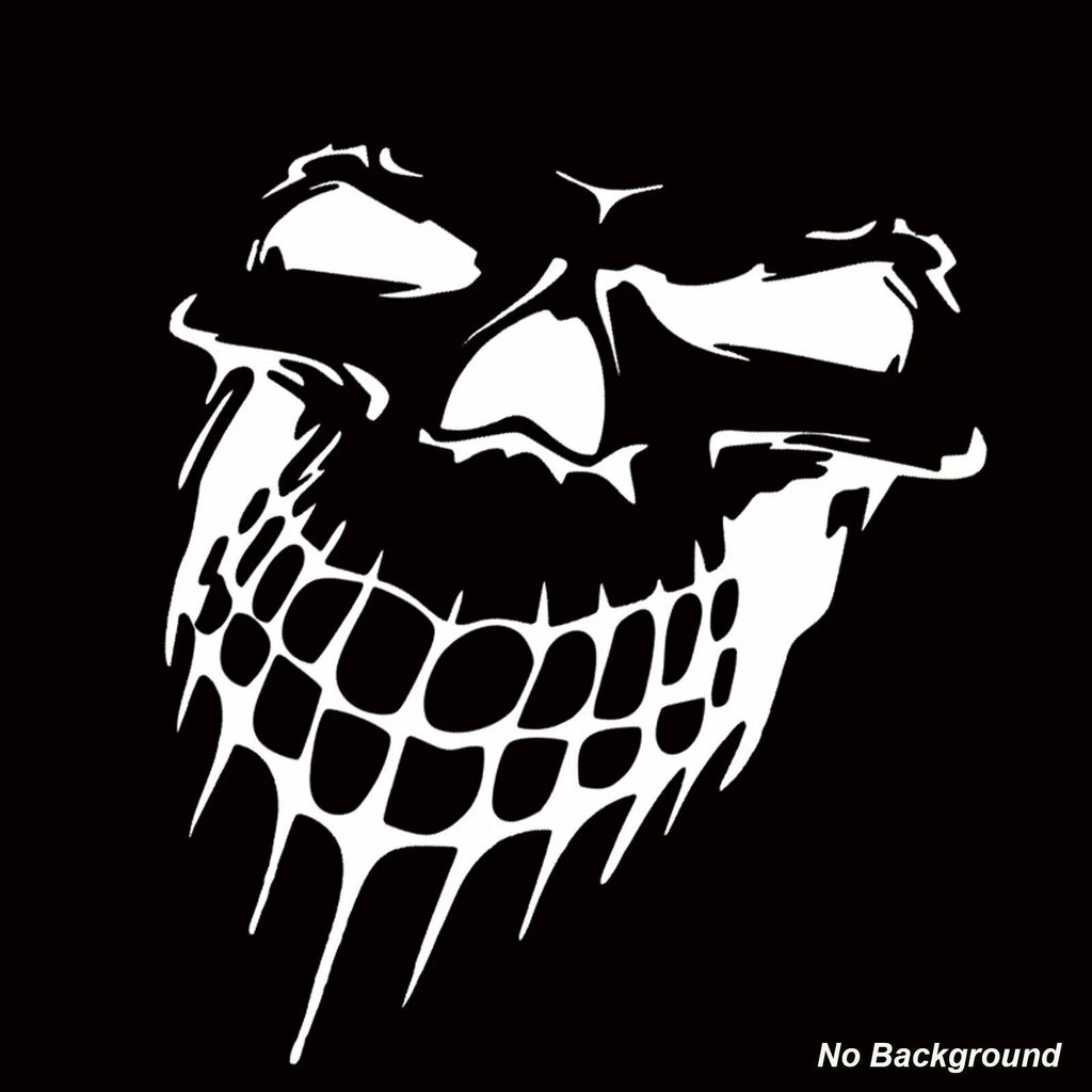 White Skull Hood Graphic Decal Sticker for Vehicle (Universal 1990-2020)