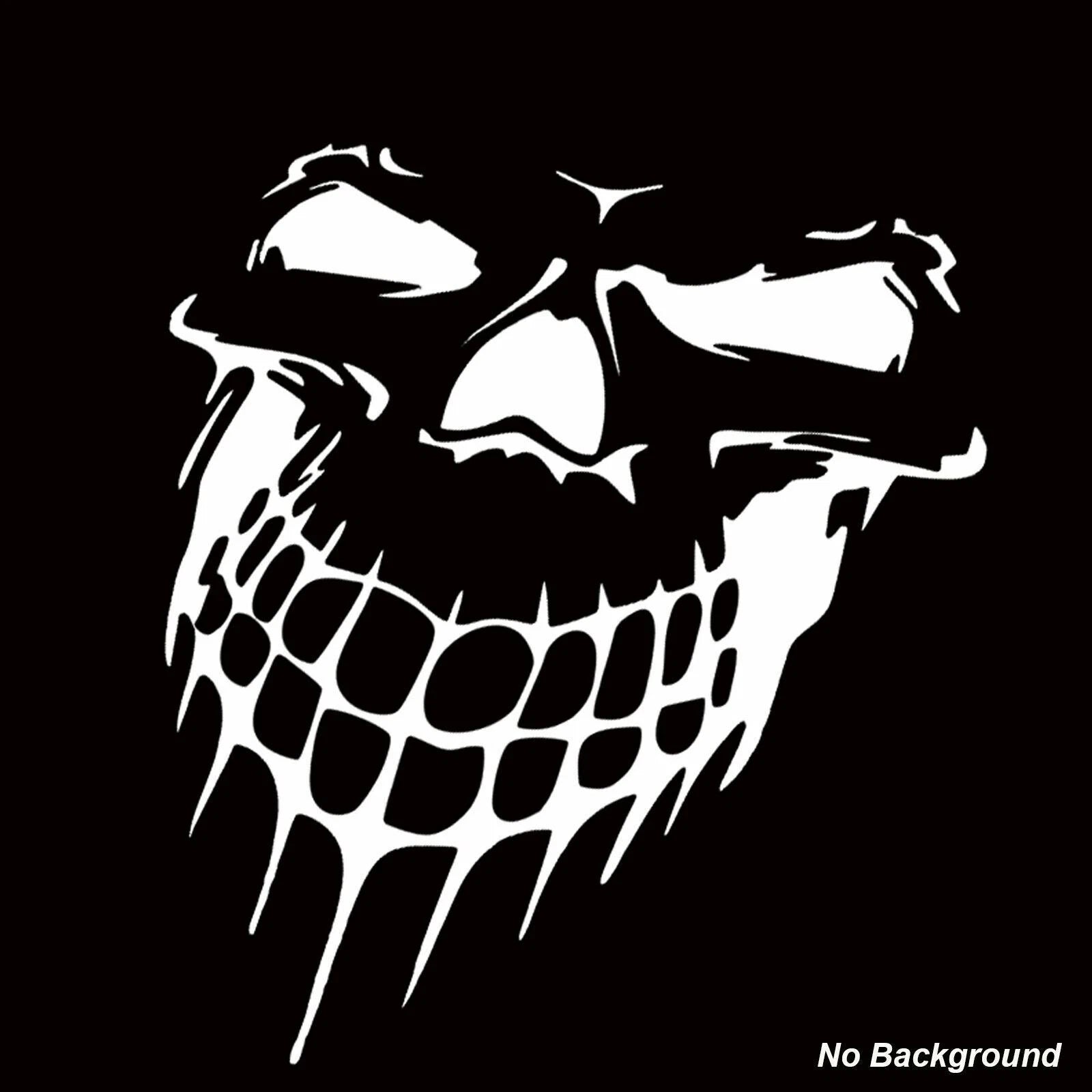 White Skull Hood Graphic Decal Sticker for Vehicle (Universal 1990-2020)