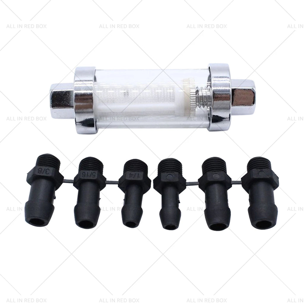 Reusable Chrome Glass Inline Fuel Filter for 1/4" 5/16" 3/8" Lines
