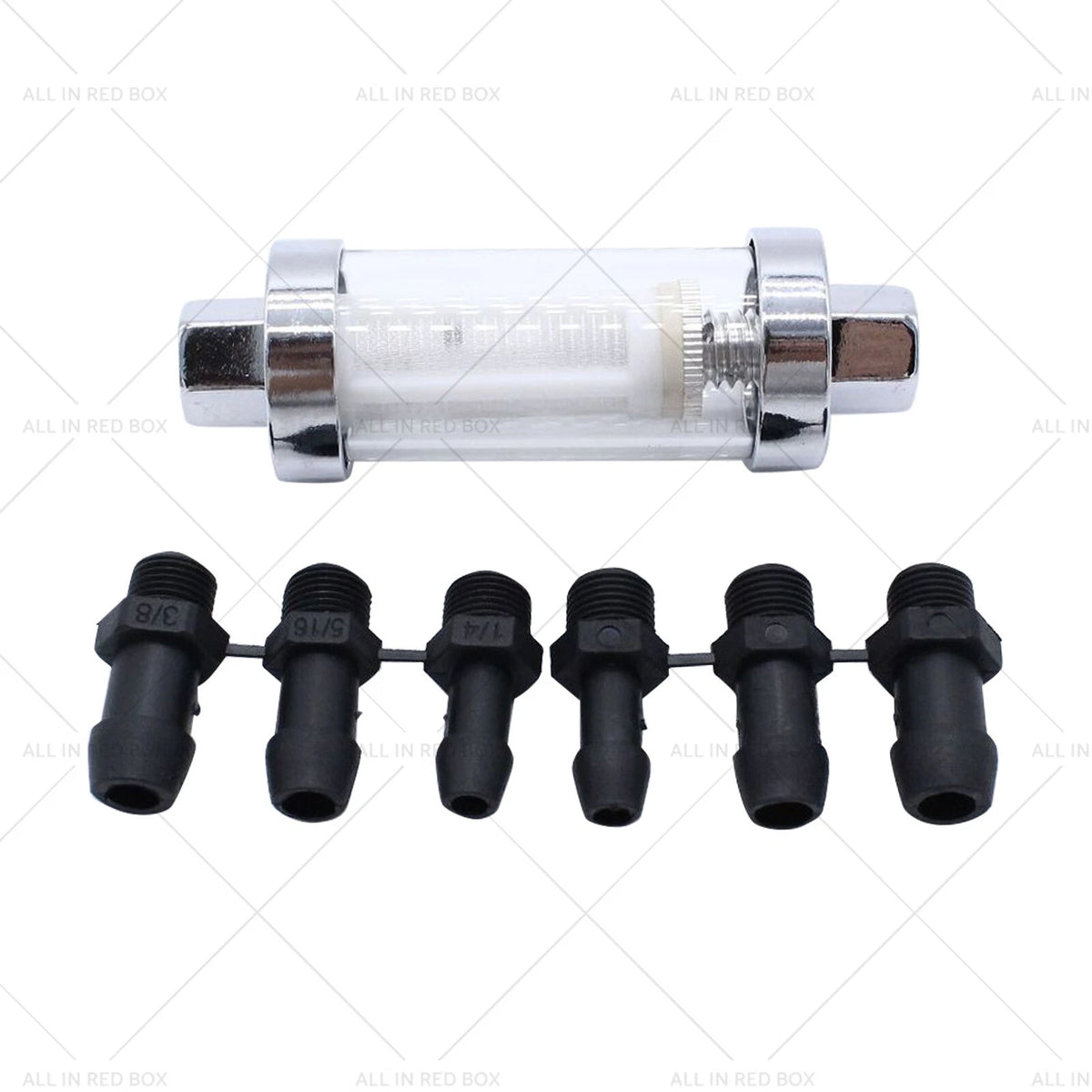 Reusable Chrome Glass Inline Fuel Filter for 1/4" 5/16" 3/8" Lines