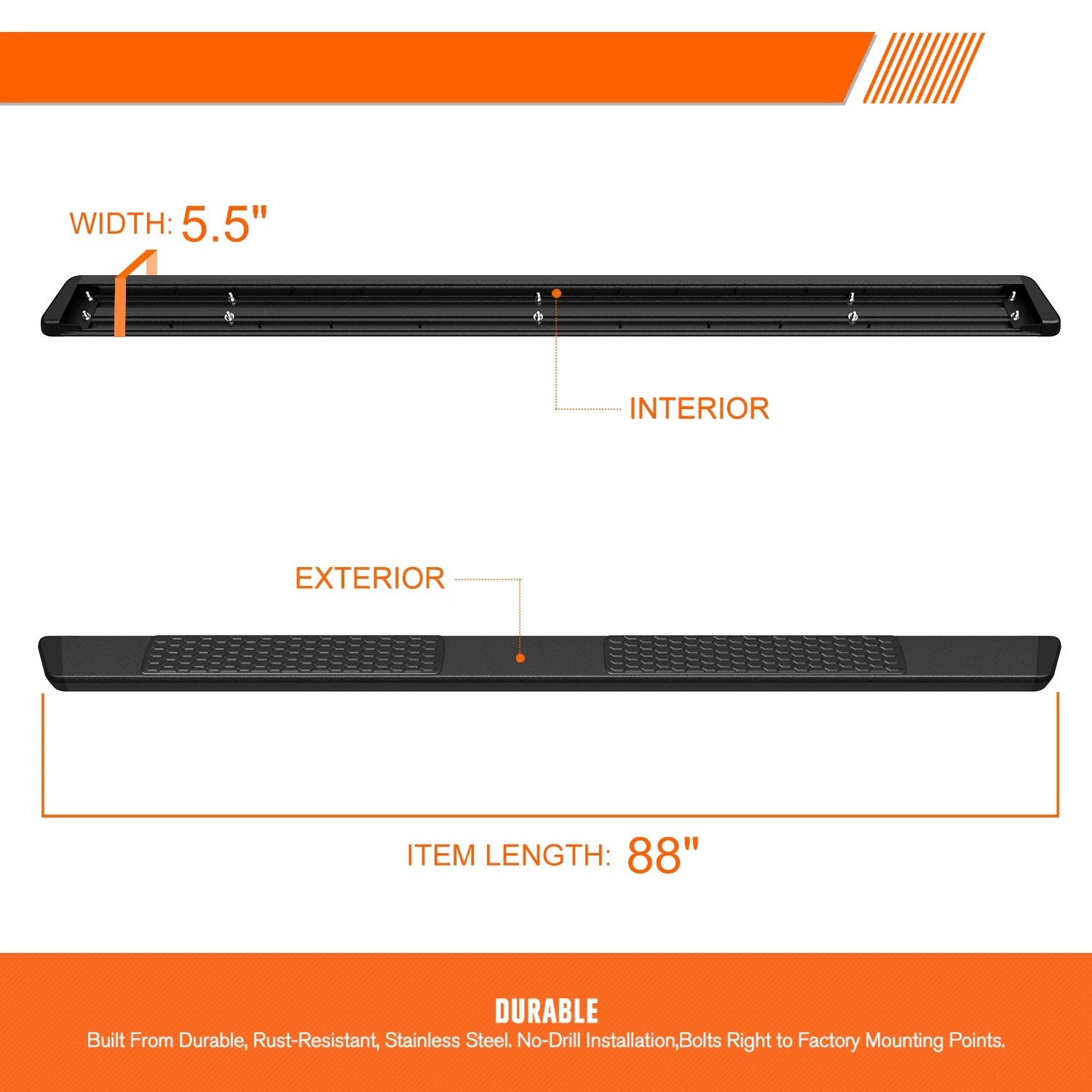 Set of 2 Side Step Nerf Bars for Ram 1500 Crew Cab (2019–2024) Black
