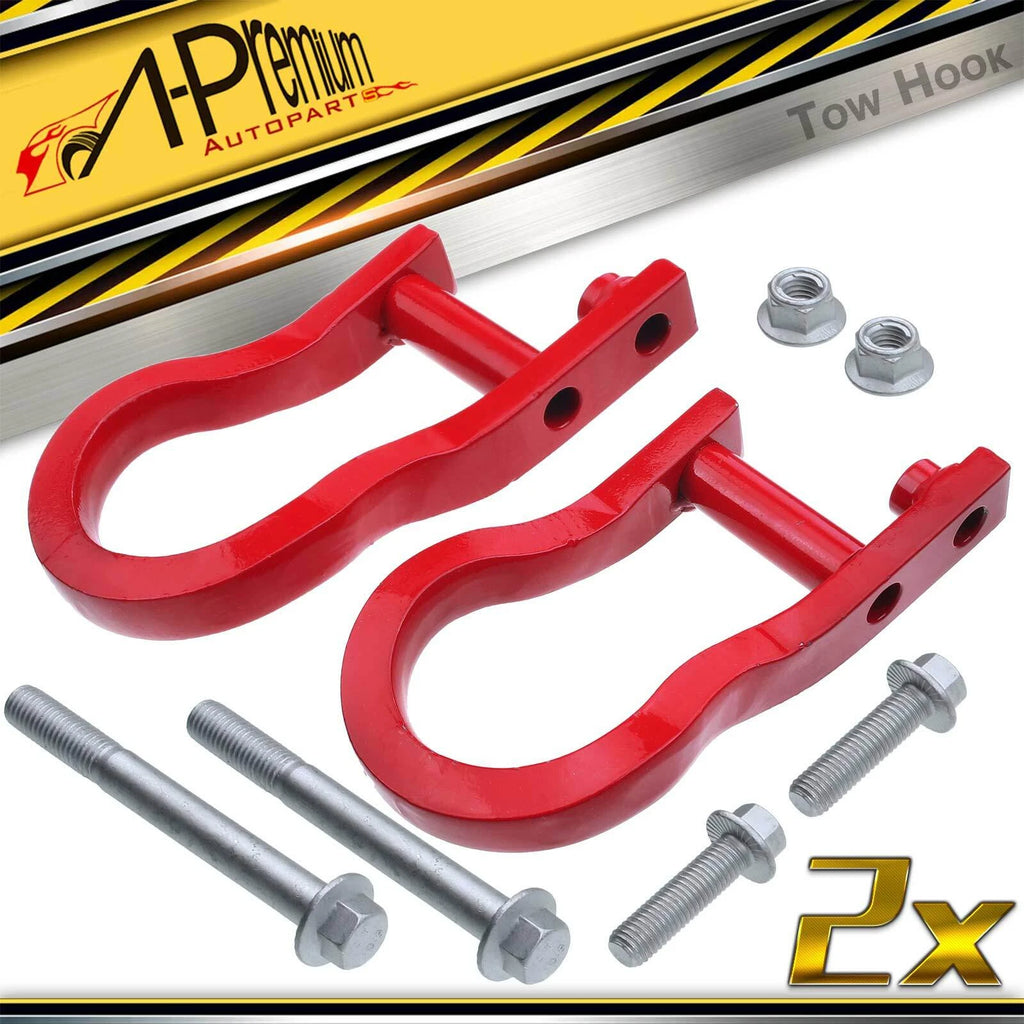 2X Red Tow Hooks for Chevy Silverado 1500 (2007–2018) GMC Sierra 1500