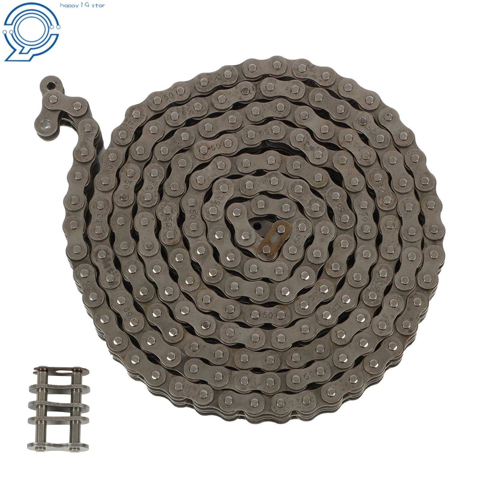 50-2R 5/8 Pitch Duplex Roller Chain for Various Applications (10FT, 2 Master Links)