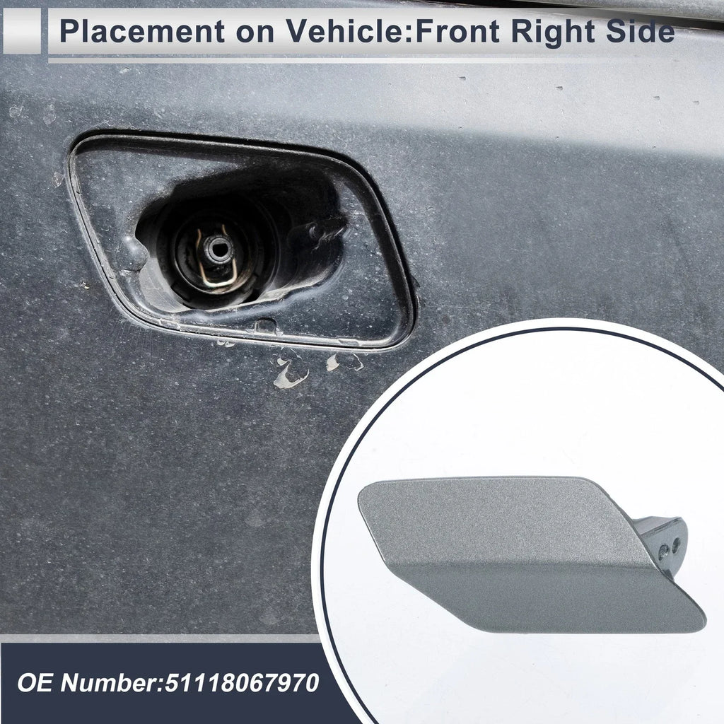 Washer Nozzle Cover Cap Front Right Bumper Headlight for BMW 320i Grey