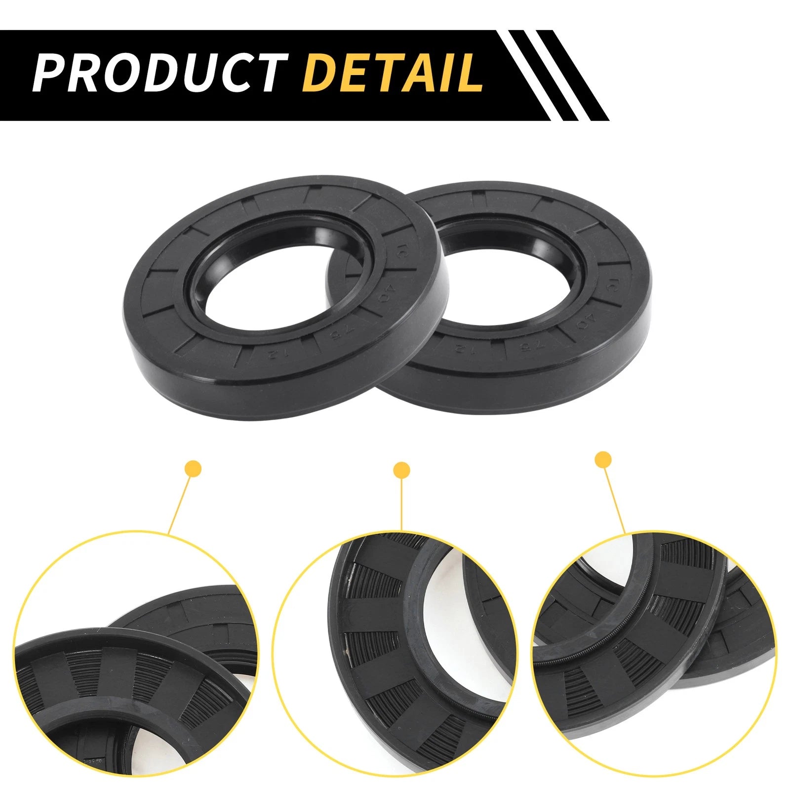 Set of 5 Oil Seal Ring for Rotary Shaft 40x75x12mm NBR Rubber