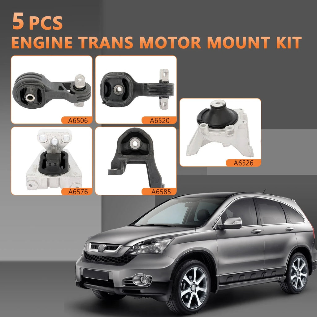 5PCS Engine Motor Mount Kit for Honda CR-V (2007–2011) 2.4L 4WD