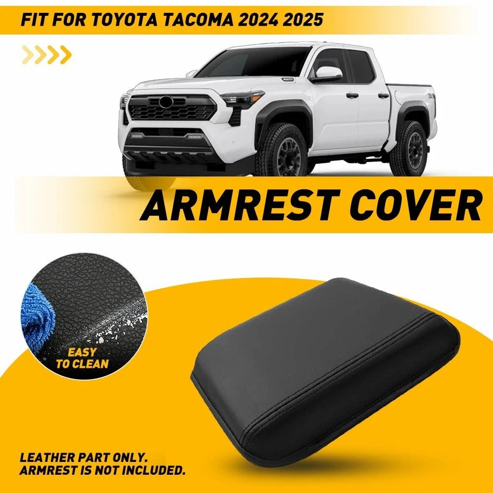 Leather Black Center Console Armrest Cushion Cover for Toyota Tacoma (2024–2025)