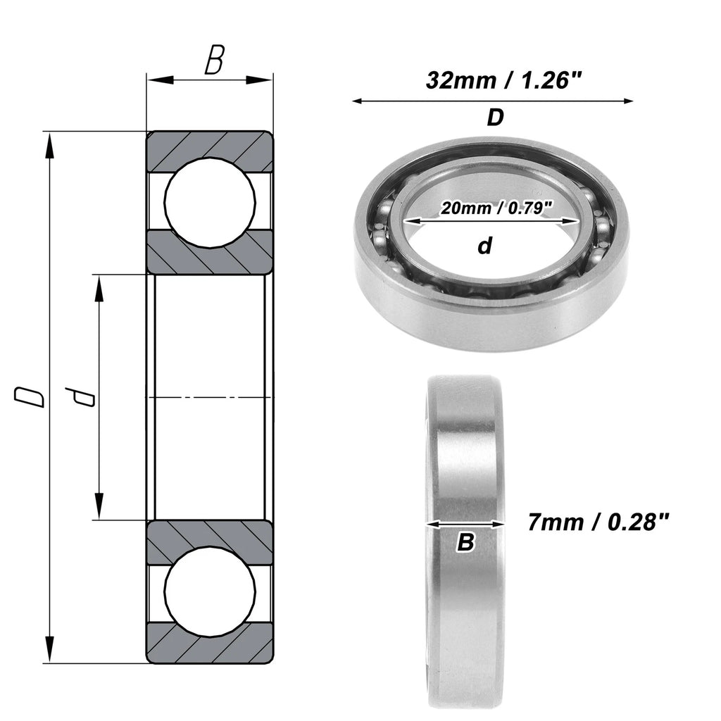 Deep Groove Ball Bearing 20x32x7mm for Scooter Skateboard (6804)