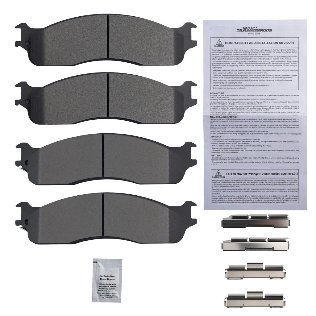 Set of 4 Front Brake Pads for Dodge Ram 1500 (2006–2008) Ram 2500 3500 (2003–2008) P965