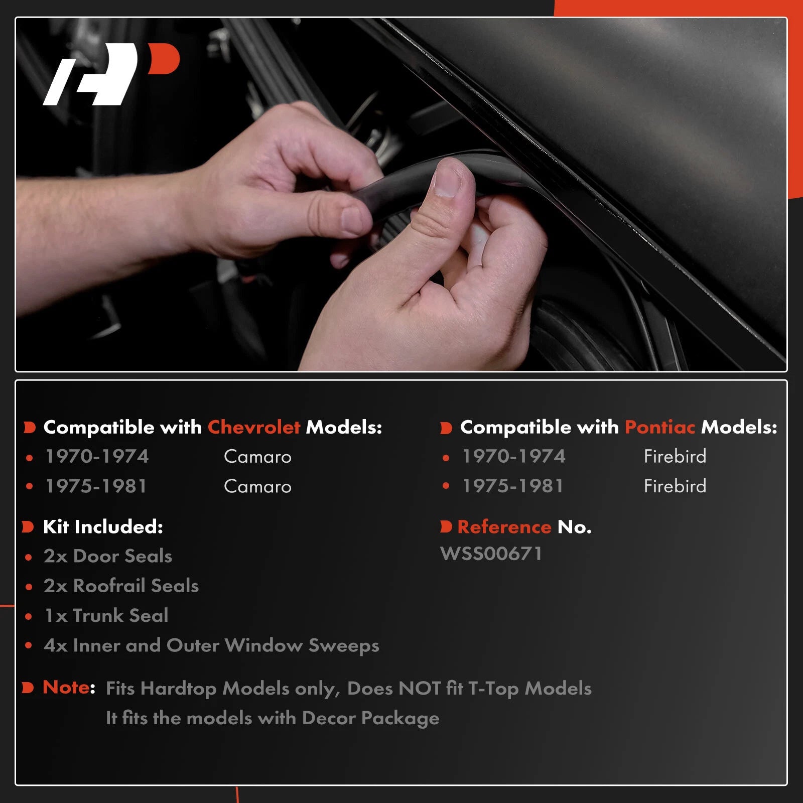 9x Weatherstrip Seal for Chevrolet Camaro