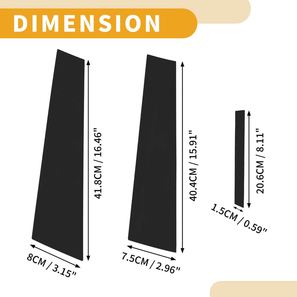 6 Pcs Door Pillar Window Trim for Toyota Mark X (2009–2019) Black