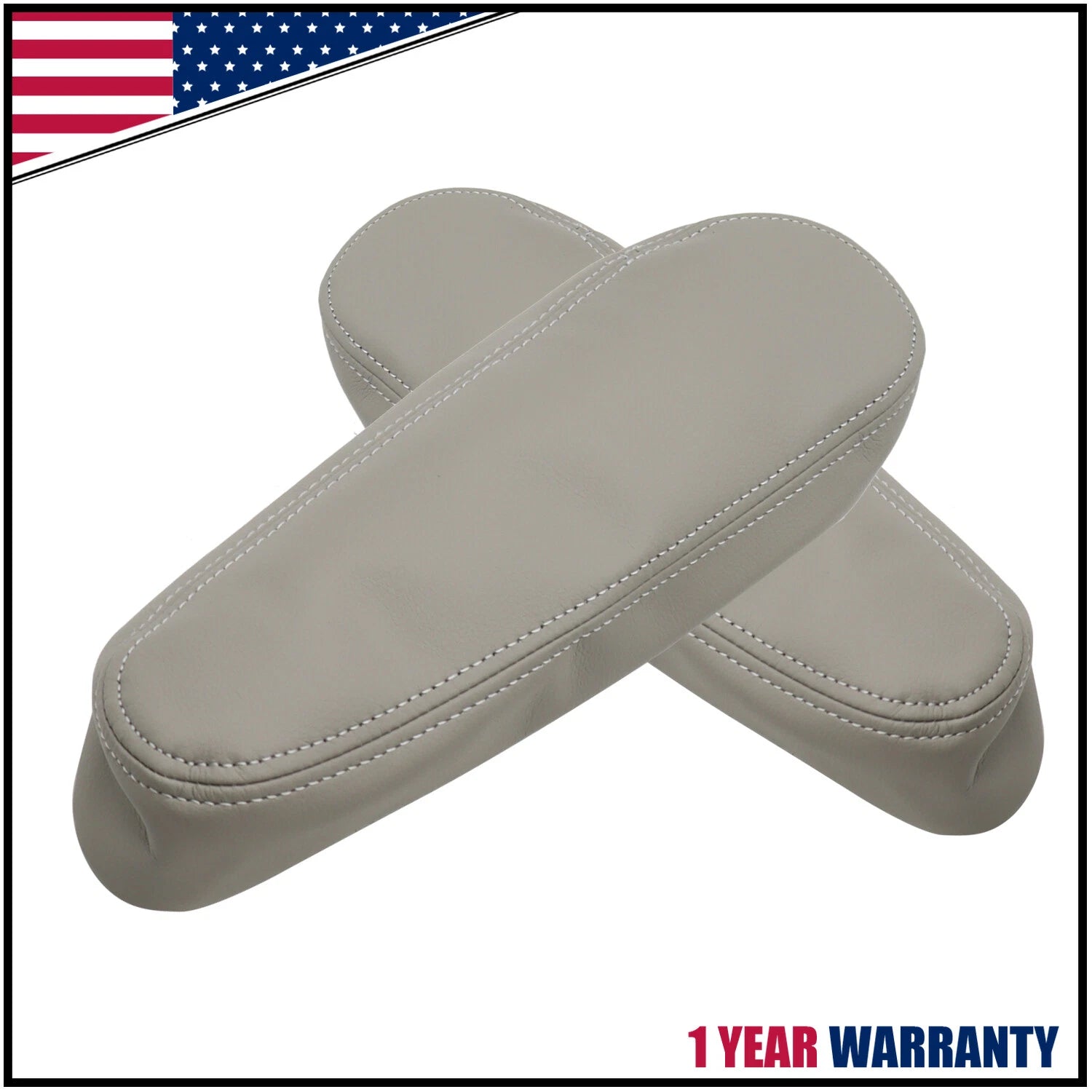 Set of 2 Gray Synthetic Leather Seat Armrest Covers for Toyota Sequoia (2001–2007)