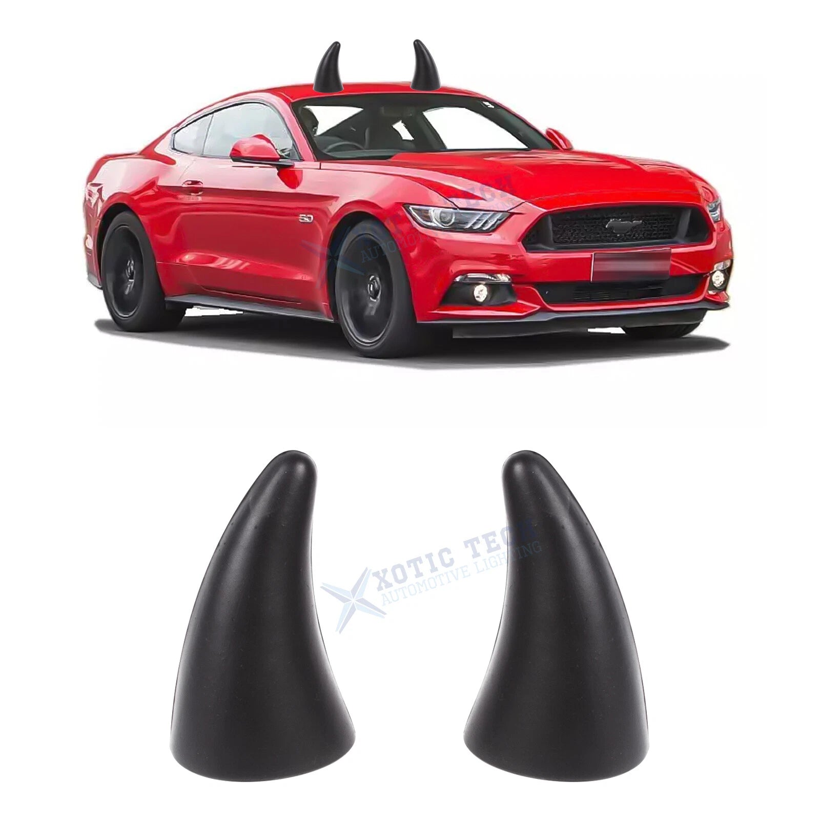 2Pcs Black Devil Bull Horn Antenna Roof Stickers for Car (Front/Rear)