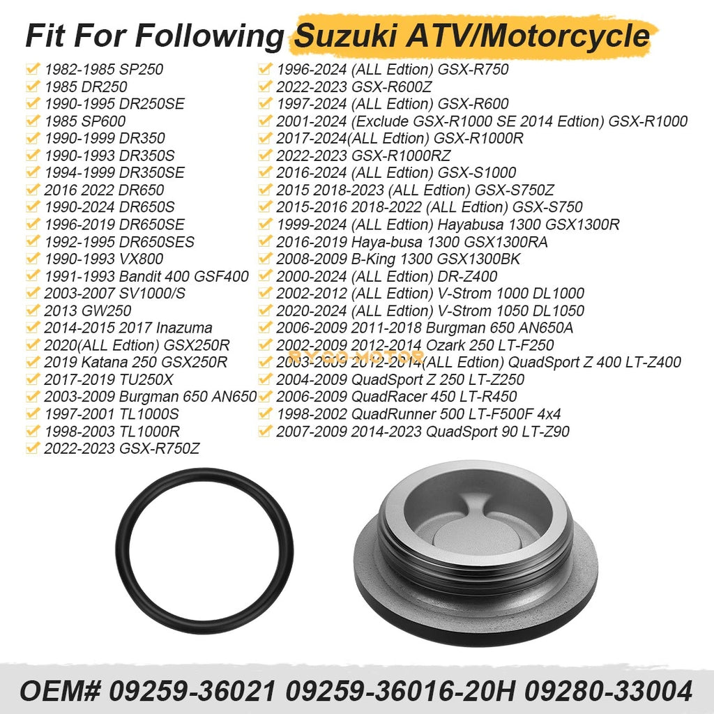 Clutch Cover Access Cap Plug & O-Ring for Suzuki GSX1300R GSX-R1000 750 600 (2000–2023)