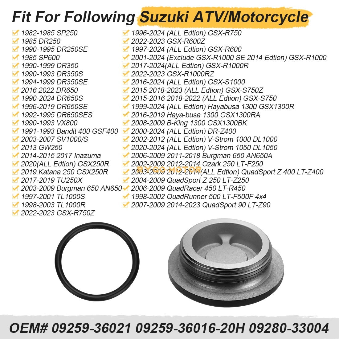 Clutch Cover Access Cap Plug & O-Ring for Suzuki GSX1300R GSX-R1000 750 600 (2000–2023)