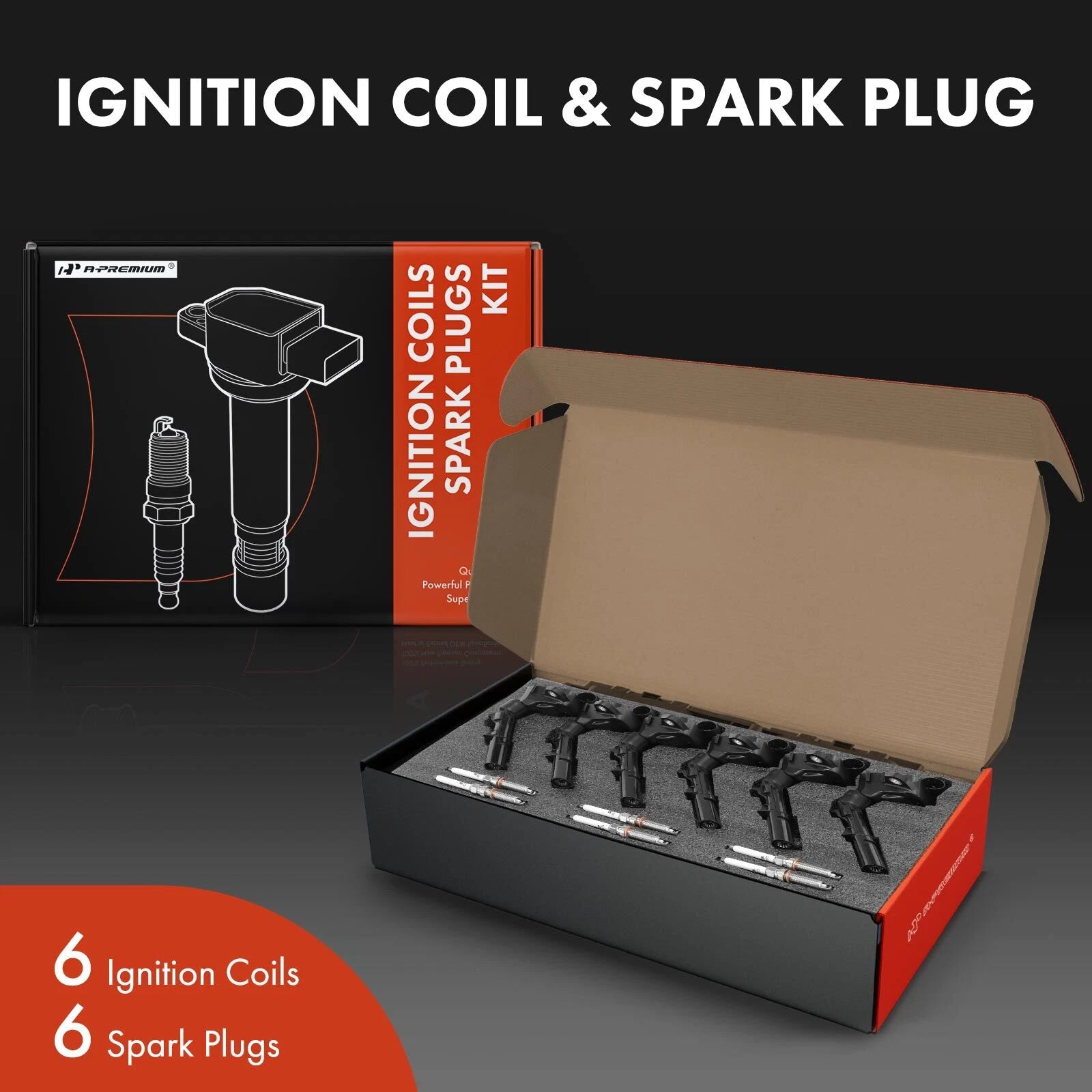 Set of 6 Ignition Coils & Iridium Spark Plugs for Mercedes-Benz C400 E450 (2015–2019)